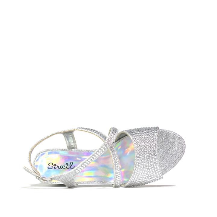 Girl's Heel Diamante Sandals Silver