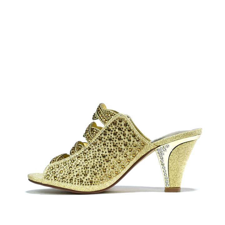 Womens Open Toe Heel Sandals Gold