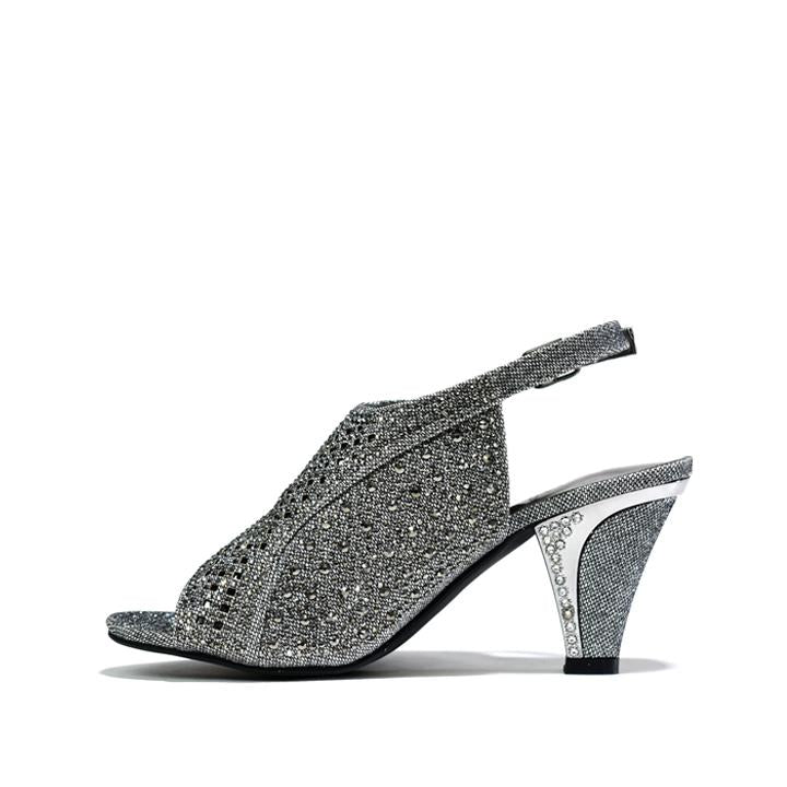 Women's Rhinestone Dress Sandal Pewter