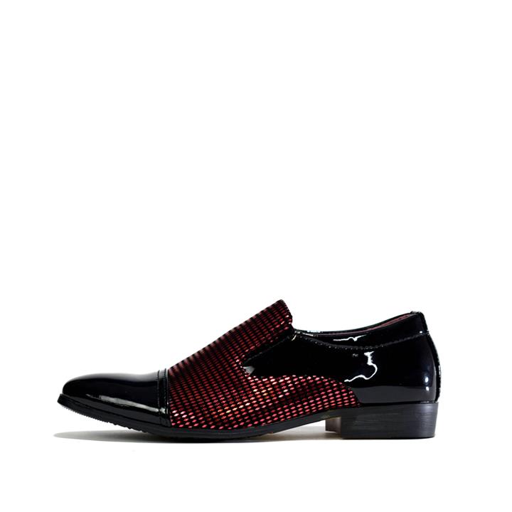 Boy's Two Toned Slip On - Party Shoes Black/Red