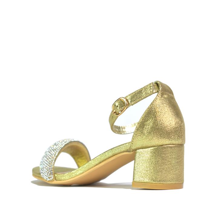 Girl's Rhinestone Heeled Sandal Gold