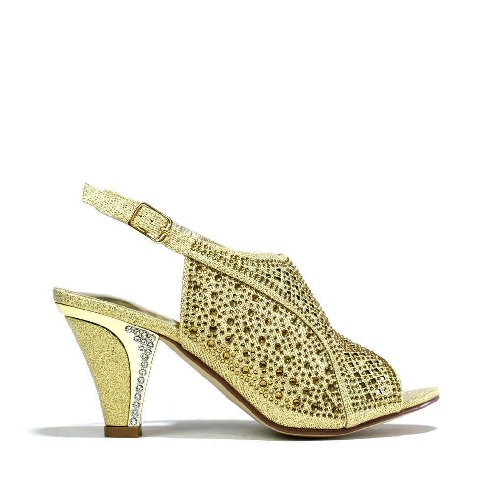 Women's Rhinestone Dress Sandal Gold