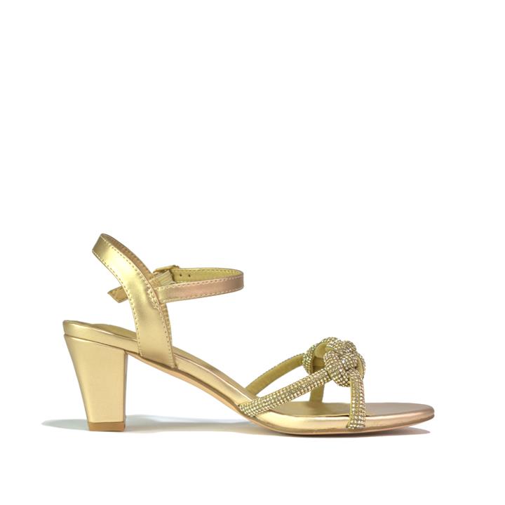 Women's Sparkly Diamante Sandals Gold