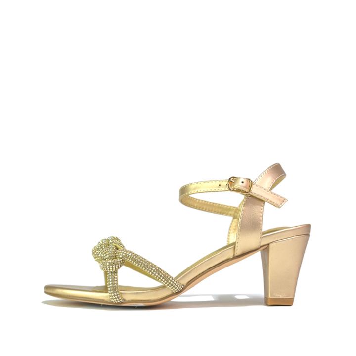 Women's Sparkly Diamante Sandals Gold