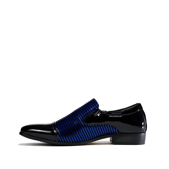 Boy's Two Toned Slip On - Party Shoes Black/Blue