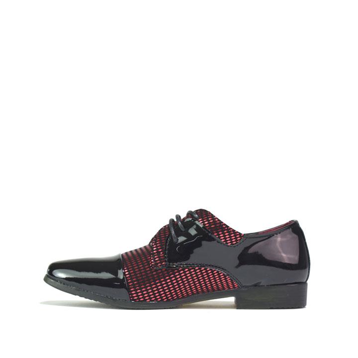 Boy's Two Toned Lace up-Party Shoes Black/Red
