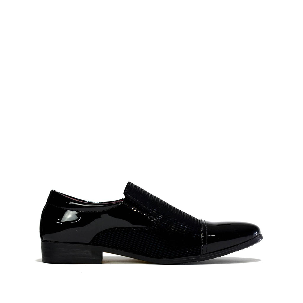 Boy's Two Toned Slip On - Party Shoes Black/Black