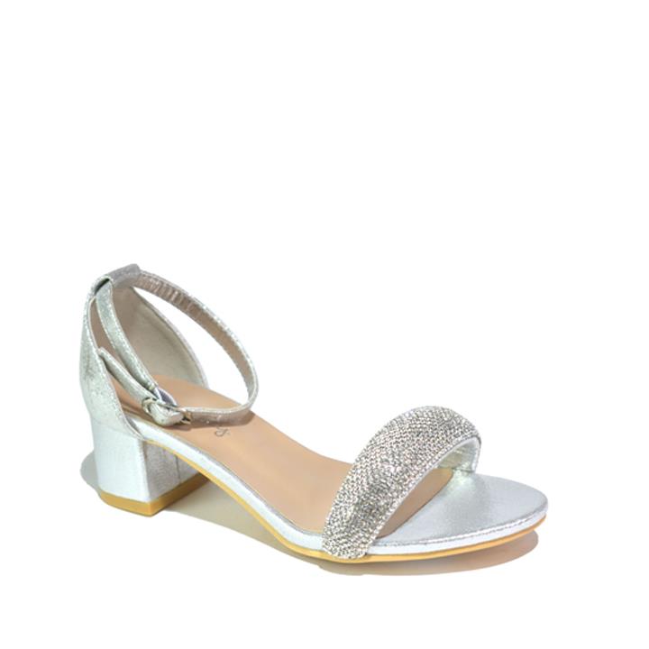 Girl's Rhinestone Heeled Sandal Silver