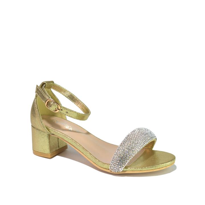 Girl's Rhinestone Heeled Sandal Gold