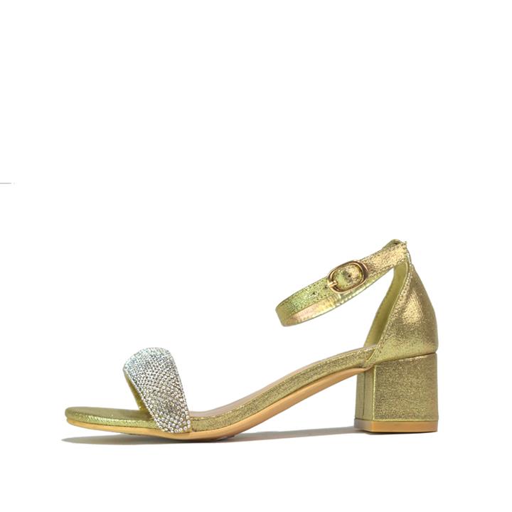 Girl's Rhinestone Heeled Sandal Gold