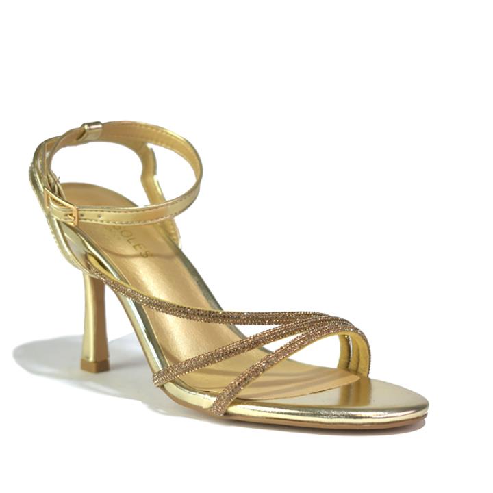 Women's Kitten Heel Sandals Rose Gold