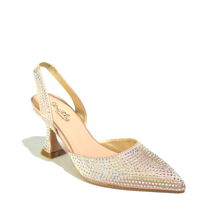 Women Slip on Kitten Heel Pumps Rose Gold