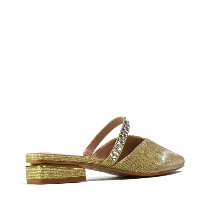 Women's Peep Toe Block Heel Sandal Gold