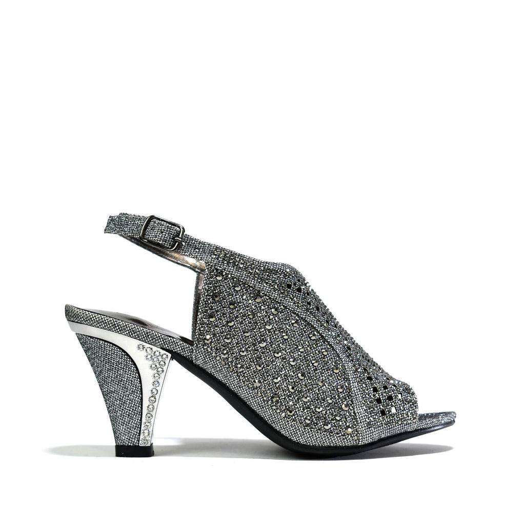 Women's Rhinestone Dress Sandal Pewter