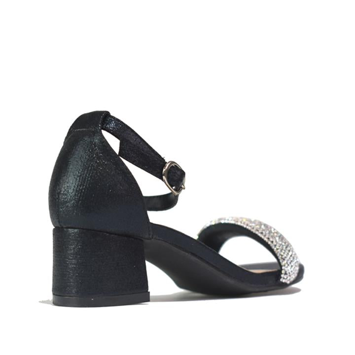 Girl's Rhinestone Heeled Sandal Black