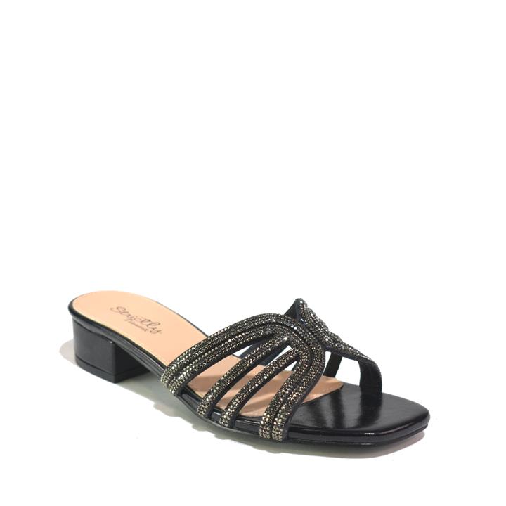 Women Dress Low Block Heel Sandal Black