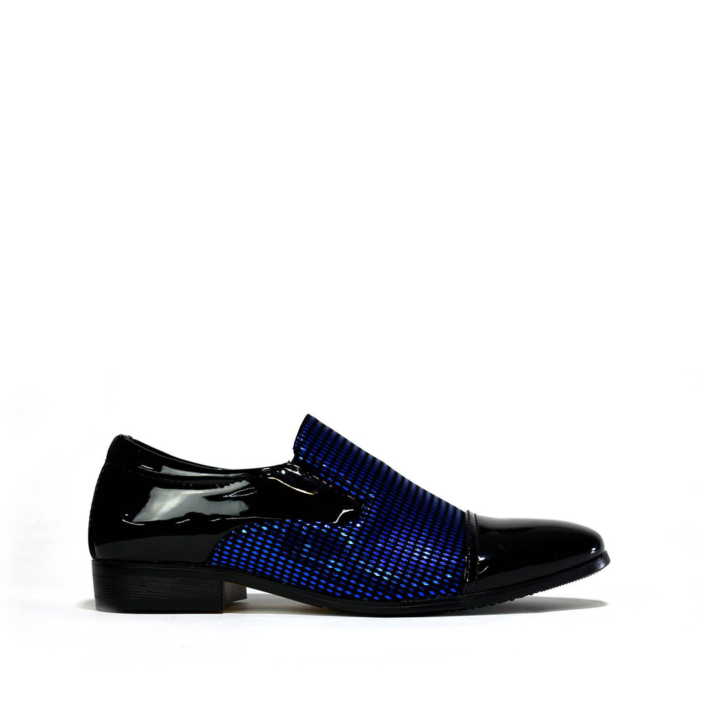 Boy's Two Toned Slip On - Party Shoes Black/Blue