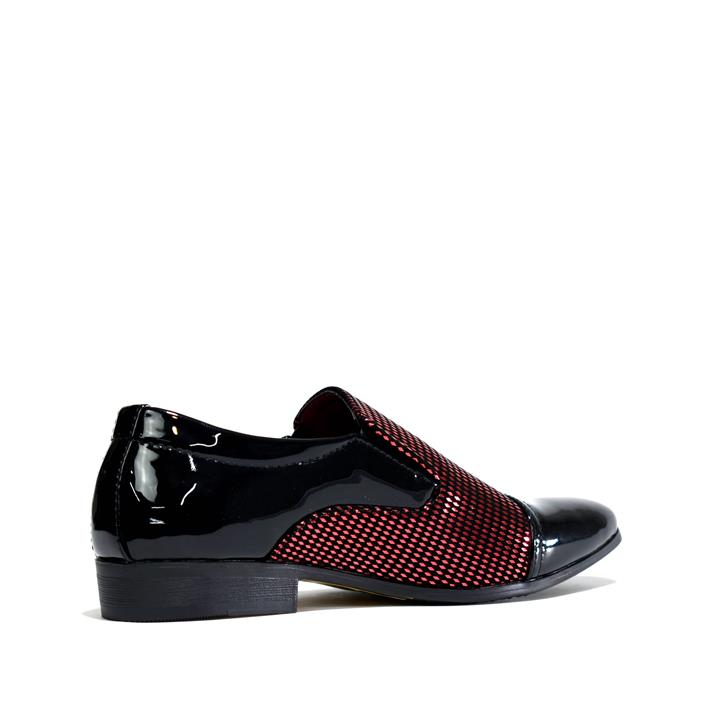 Boy's Two Toned Slip On - Party Shoes Black/Red