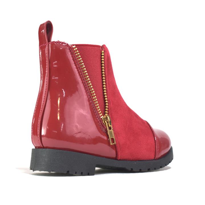 Girl's Ankle Boots Burgundy Patent