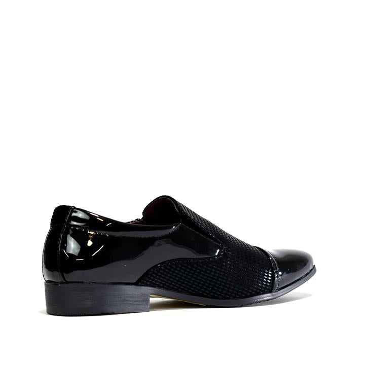 Boy's Two Toned Slip On - Party Shoes Black/Black
