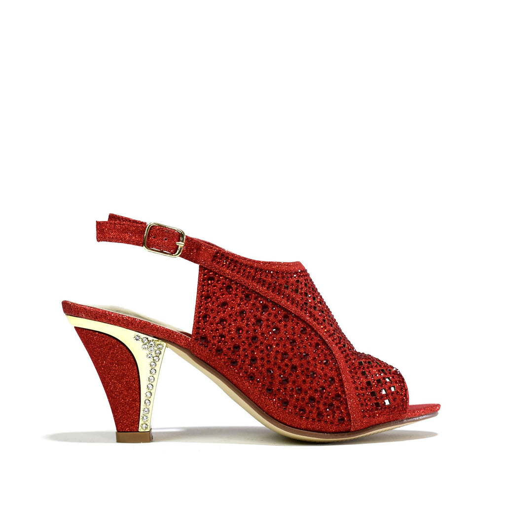 Women's Rhinestone Dress Sandal Red