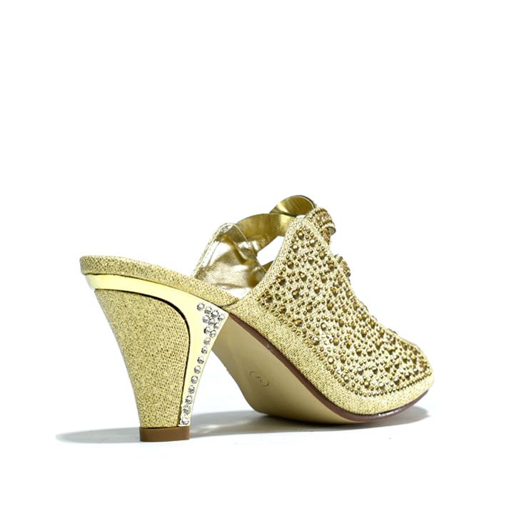 Womens Open Toe Heel Sandals Gold