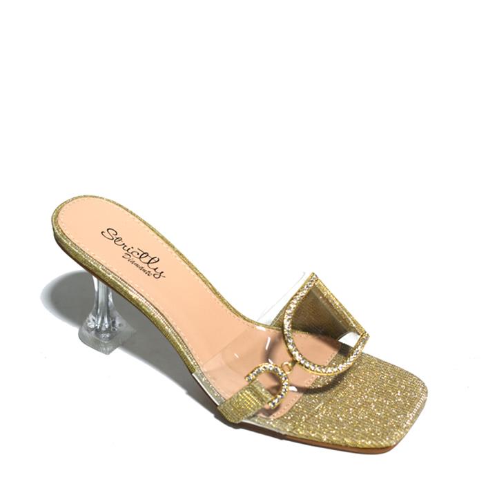 Women Stylish Heel Sandal Gold