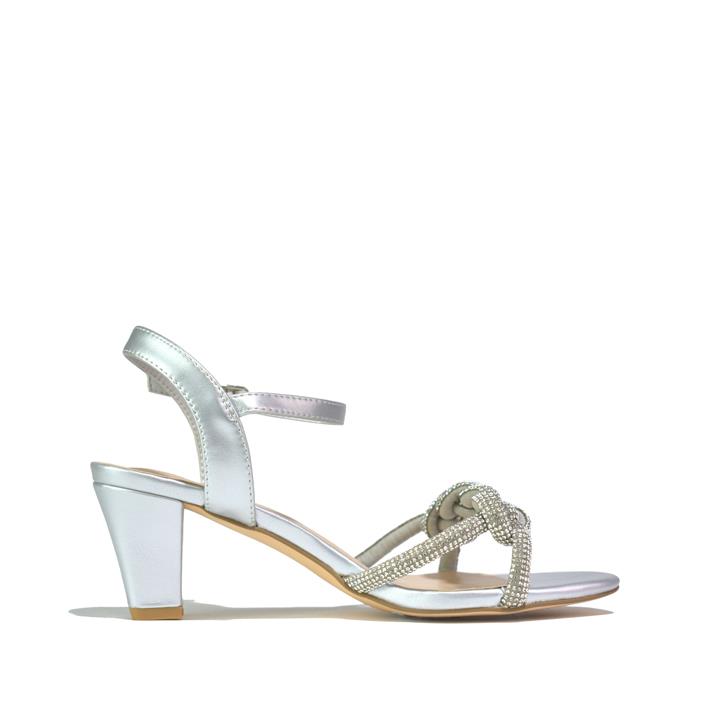 Women's Sparkly Diamante Sandals Silver