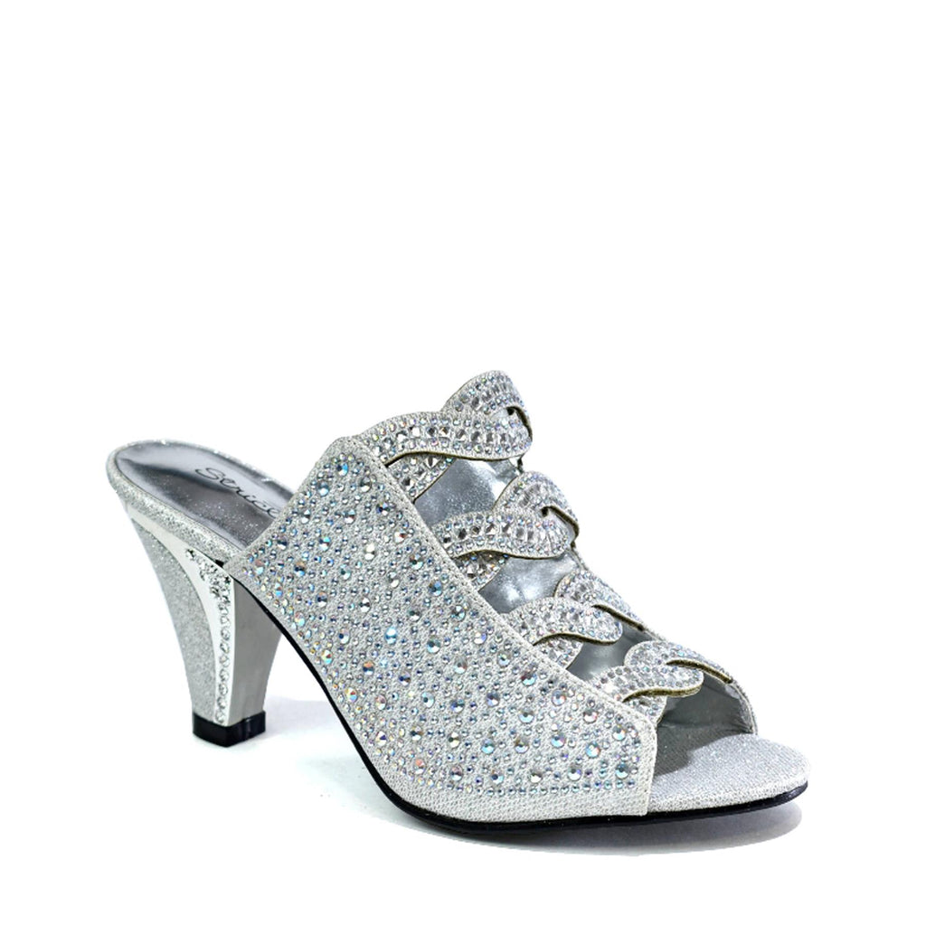 Womens Open Toe Heel Sandals Silver