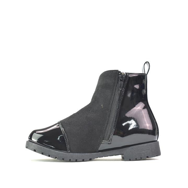 Girl's Ankle Boots Black Patent