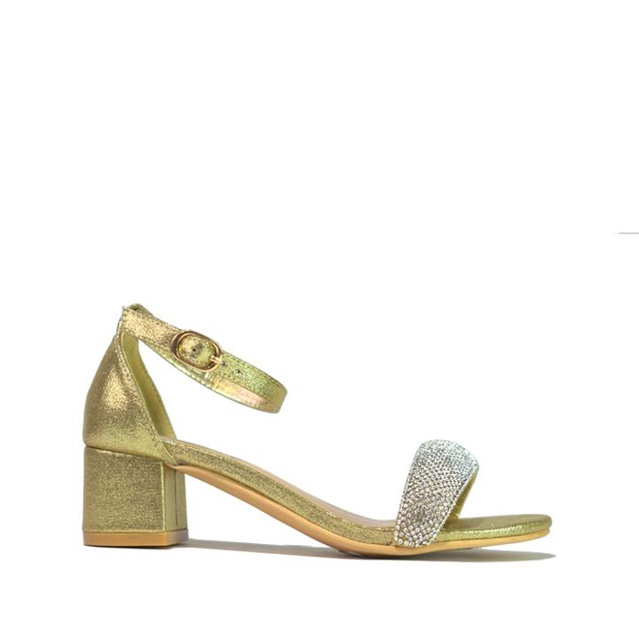 Girl's Rhinestone Heeled Sandal Gold