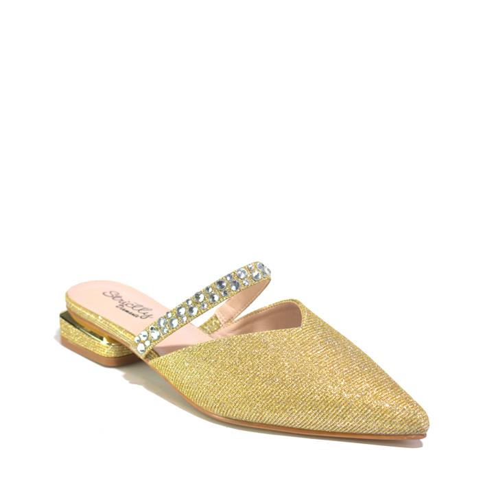 Women's Peep Toe Block Heel Sandal Gold