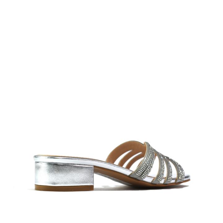 Women Dress Low Block Heel Sandal Silver