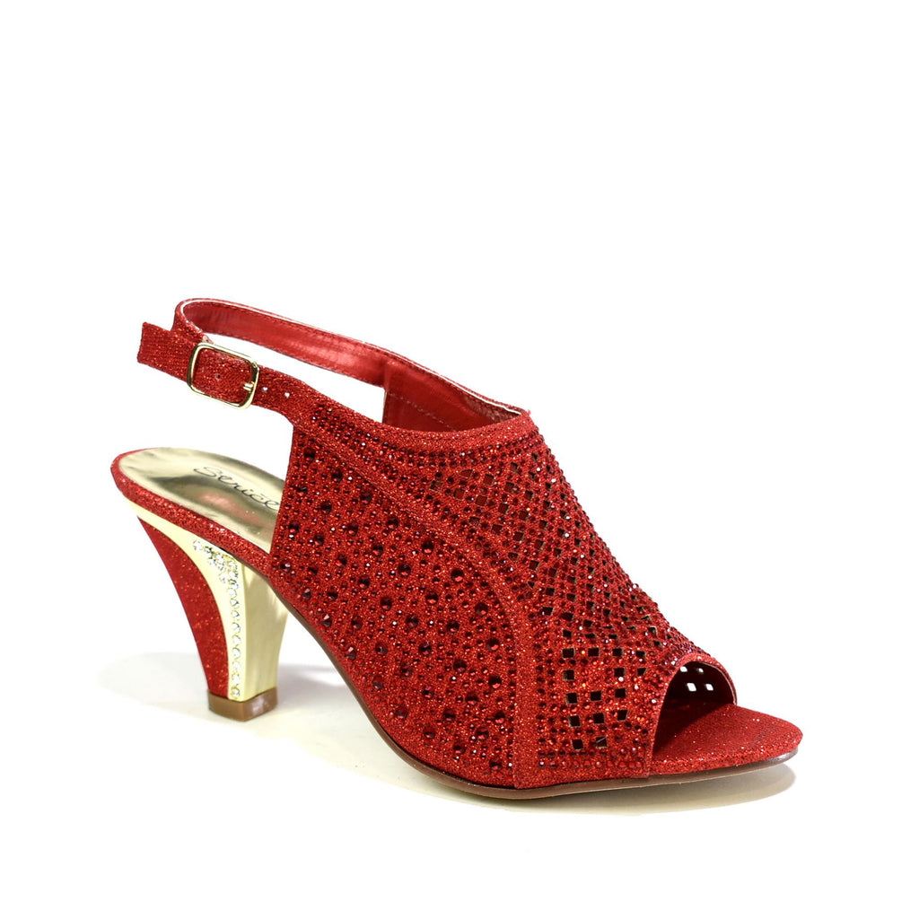 Women's Rhinestone Dress Sandal Red