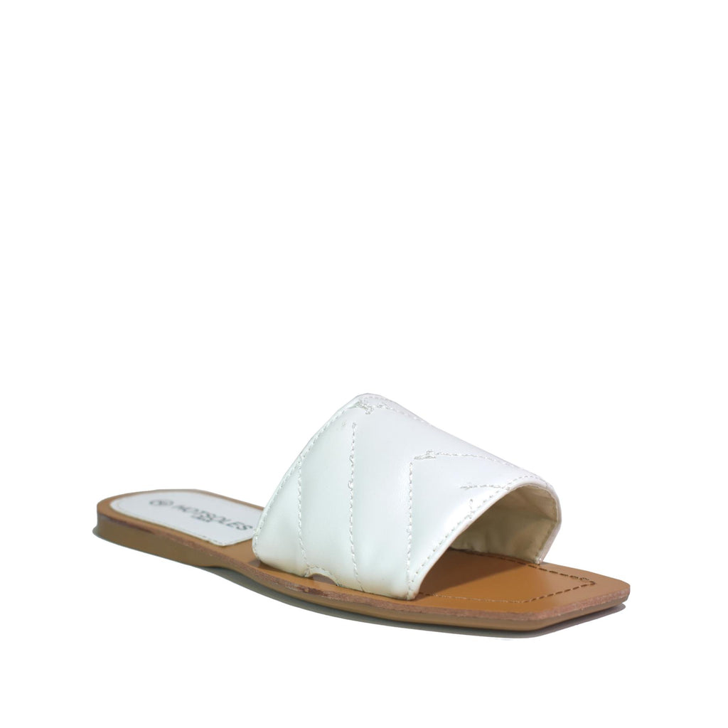 Womens Flat Slide Sandals White