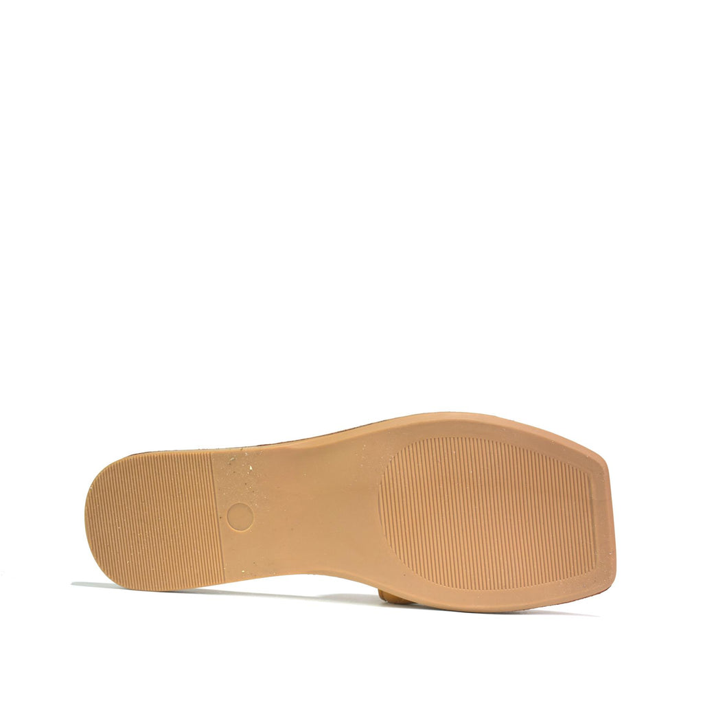Womens Flat Slide Sandals Brown
