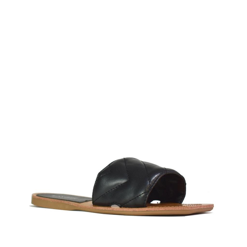 Womens Flat Slide Sandals Black