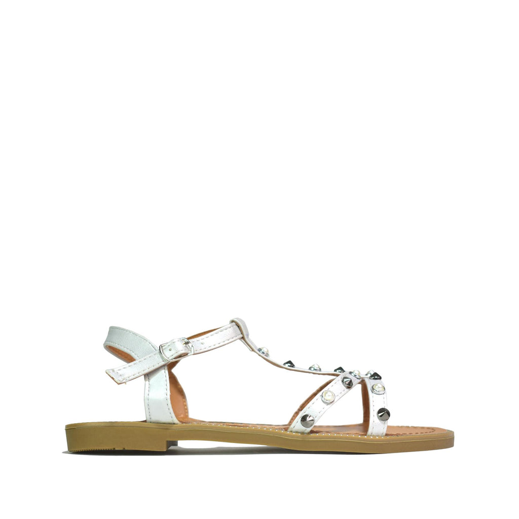 Flat Ankle Strap Sandals Silver