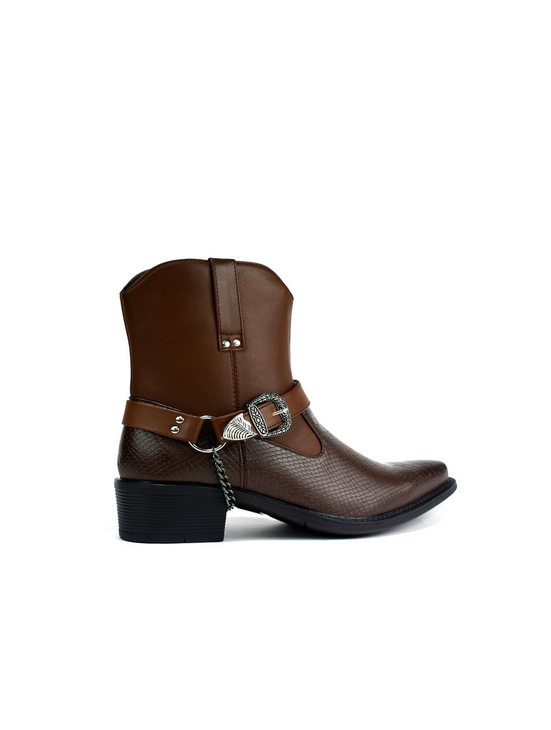 High Top Ankle Cowboy Boot Brown