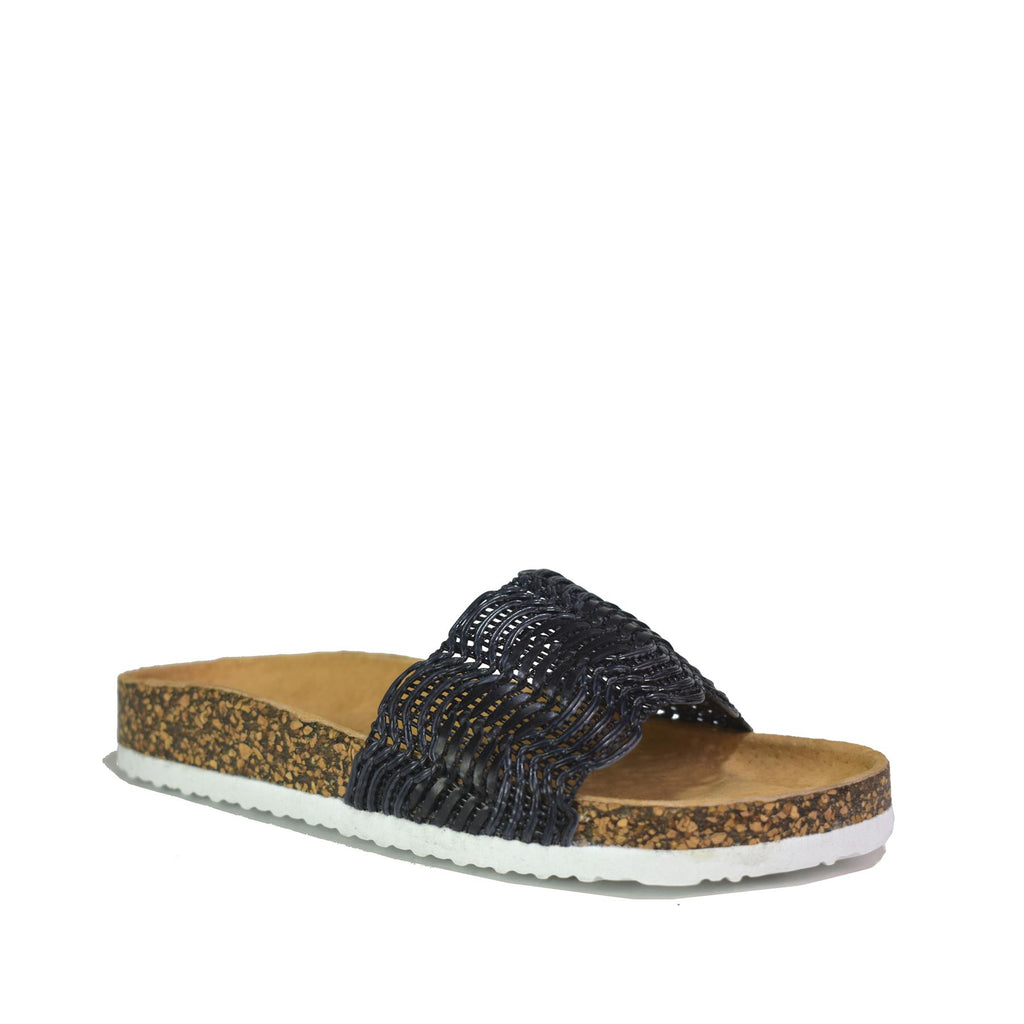 Striped Casual Slippers Black