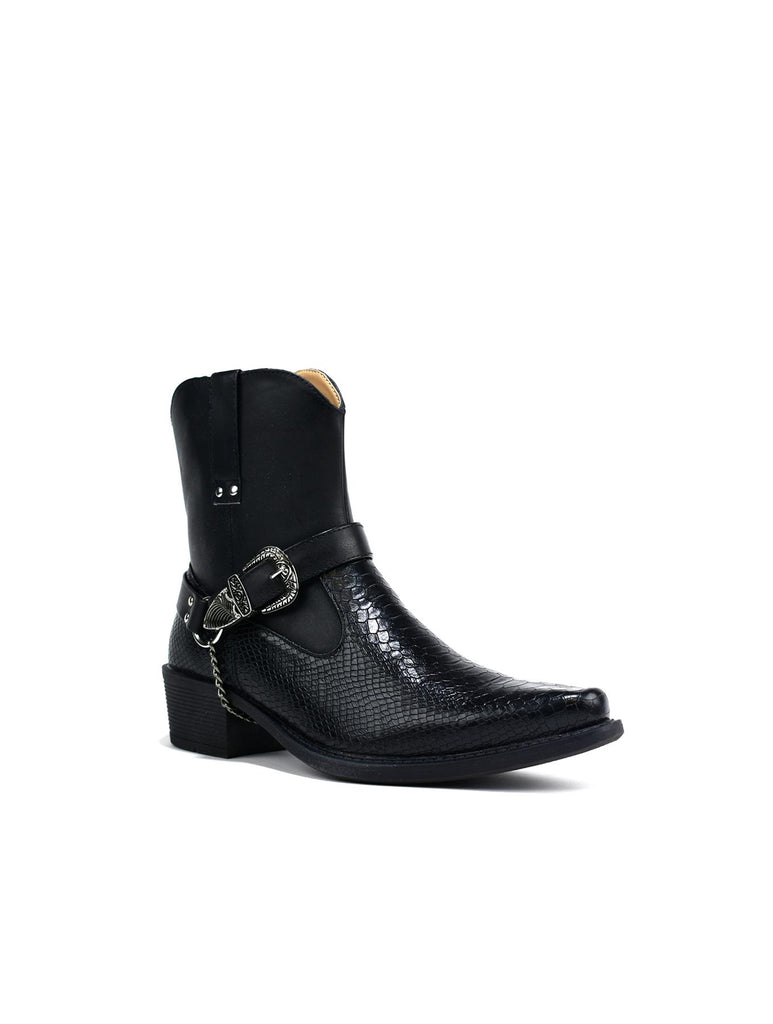 High Top Ankle Cowboy Boot Black