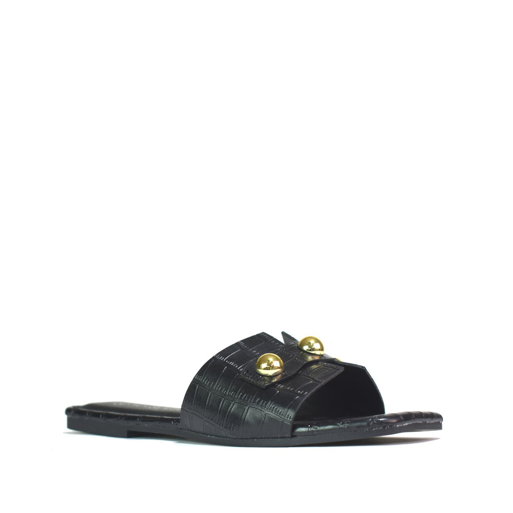 Hot Soles London Sandals With Pearls Black