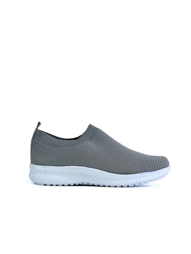 Kids Knitted Trainer Fashion Casual Slip On Shoe Grey