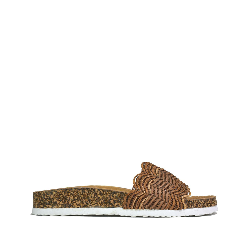 Striped Casual Slippers Brown