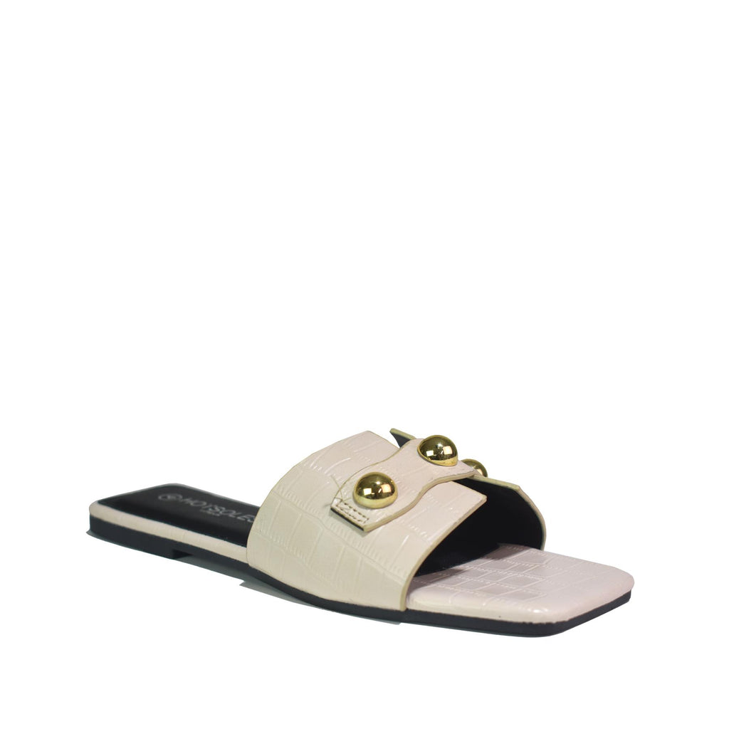 Hot Soles London Sandals With Pearls Beige