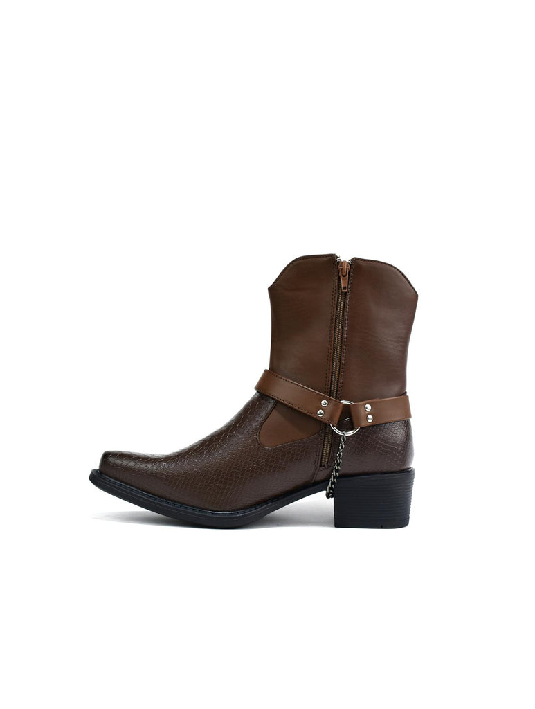 High Top Ankle Cowboy Boot Brown
